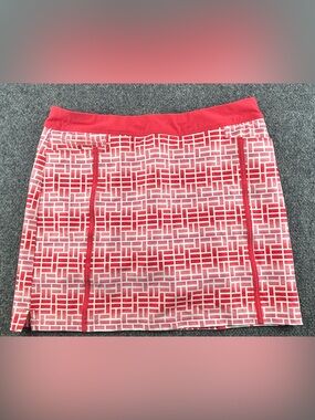 Adidas Golf Adistar Coral Pink Geometric Pull-On Stretch Skort Golf Womens Med